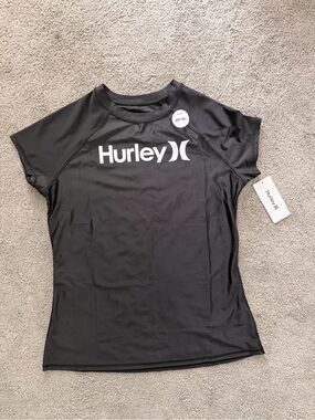 Hurley Women’s Black Short-Sleeve Logo Rash Guard